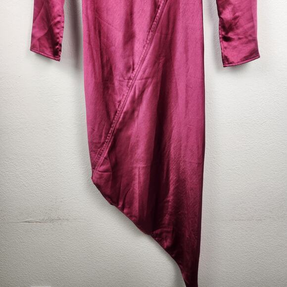 Line & Dot Simone Dress in Cranberry Size XS Long Sleeve Asymmetrical Hem - Picture 5 of 12